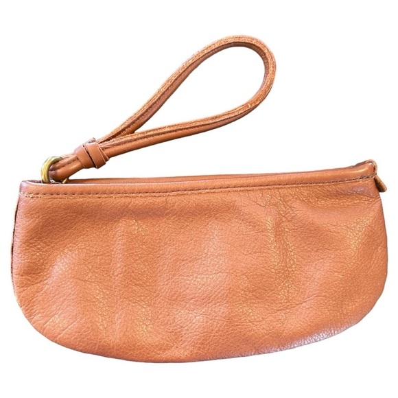 Lucky Brand 100% Cow Hide Leather Western Stitching Wristlet Brown - Picture 3 of 13